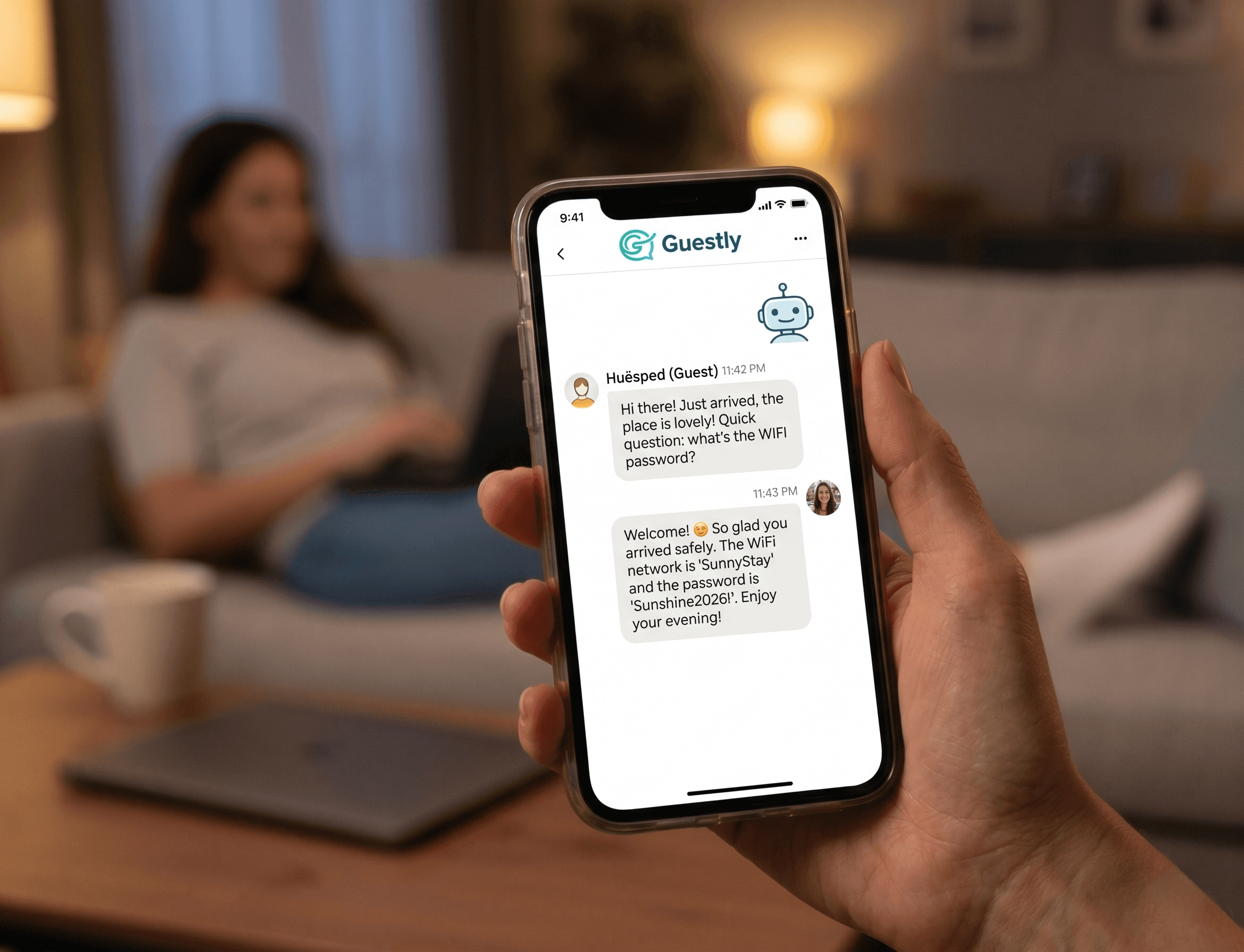 Anfitrión de Airbnb respondiendo automáticamente a un huésped con asistente IA